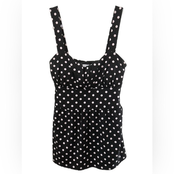 Suzy Shier Black and White Polka Dot Tank Top - Picture 1 of 3